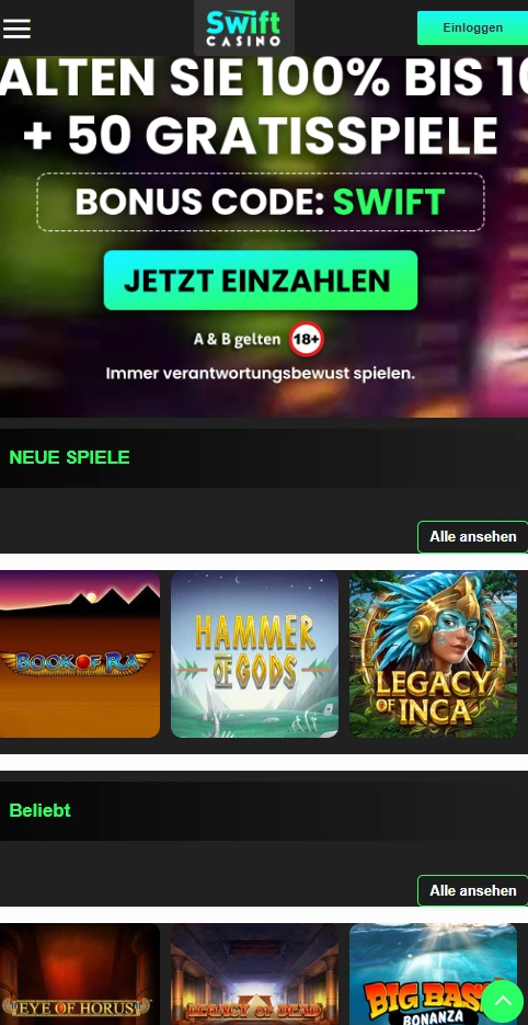 swiftspiele mobile home page